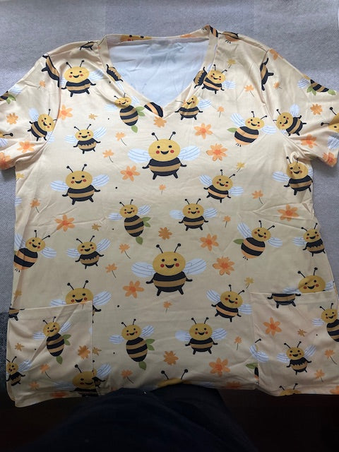 Honeycomb bee nurse scrub shirt